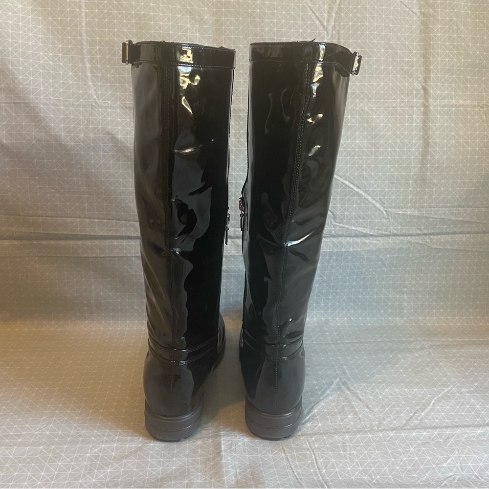Geox Respira Black Patent Leather Lug Sole Knee Boots 42 - Picture 4 of 9